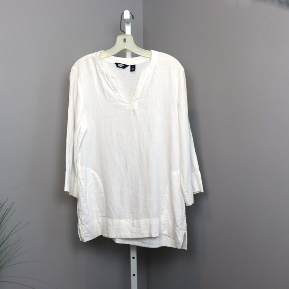 Lands’ End Linen Blend Tunic Top White Size Small - Picture 1 of 4